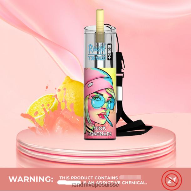 RandM Tornado 10000 plus dispositif de vape de contrôle du flux d'air 1 pièce limonade rose BXPBLD77 RandM Tornado Magasin