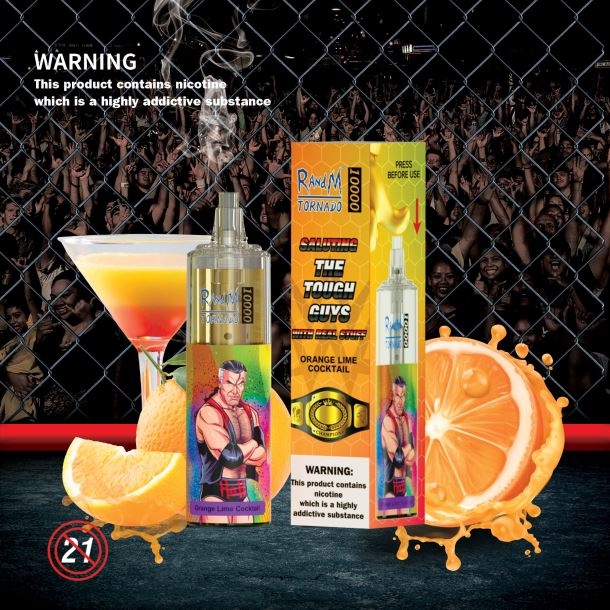 RandM Tornado Dispositif de vape de contrôle du débit d'air 10000 1 pièce cocktail orange-lime BXPBLD122 RandM Vape Genève